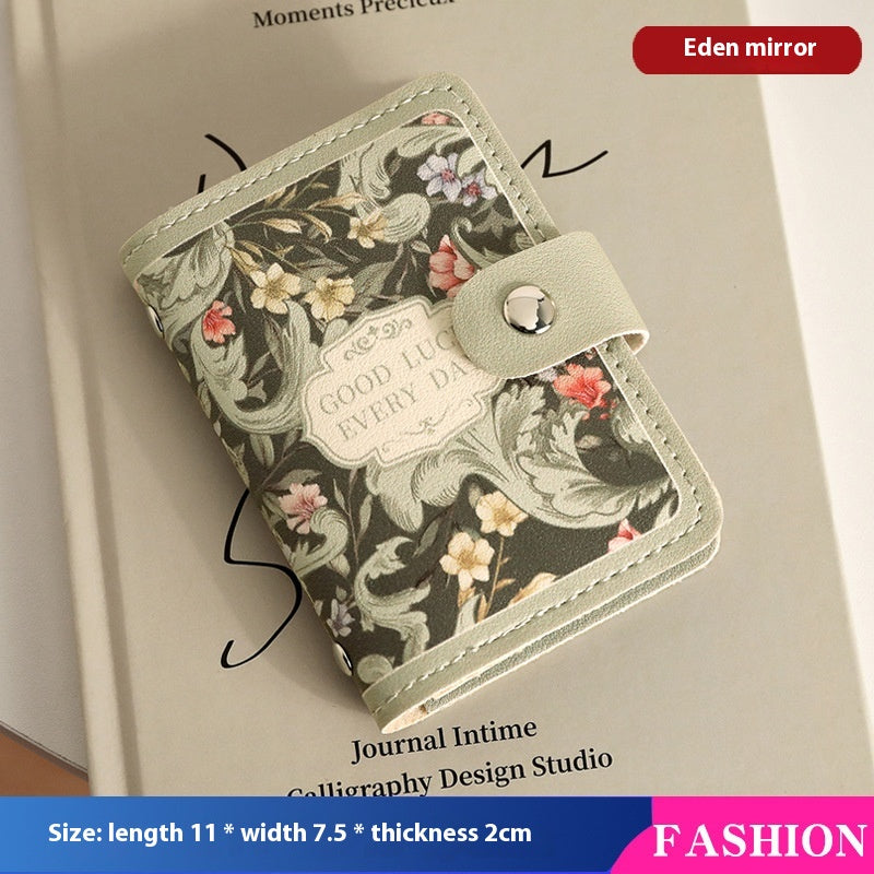 Portafoglio donna Valstrend con design floreale in stile retrò, grande capacità e dettagli artistici in olio dipinto.