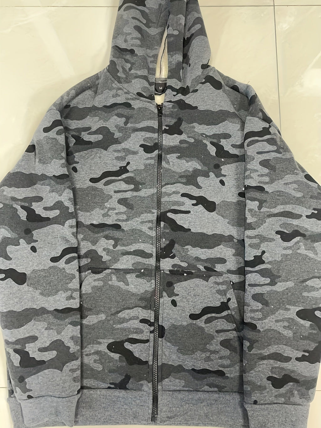 Giacca in pile caldo con cappuccio camouflage, uomo, zip frontale, giacca casual per autunno e inverno, Valstrend shop