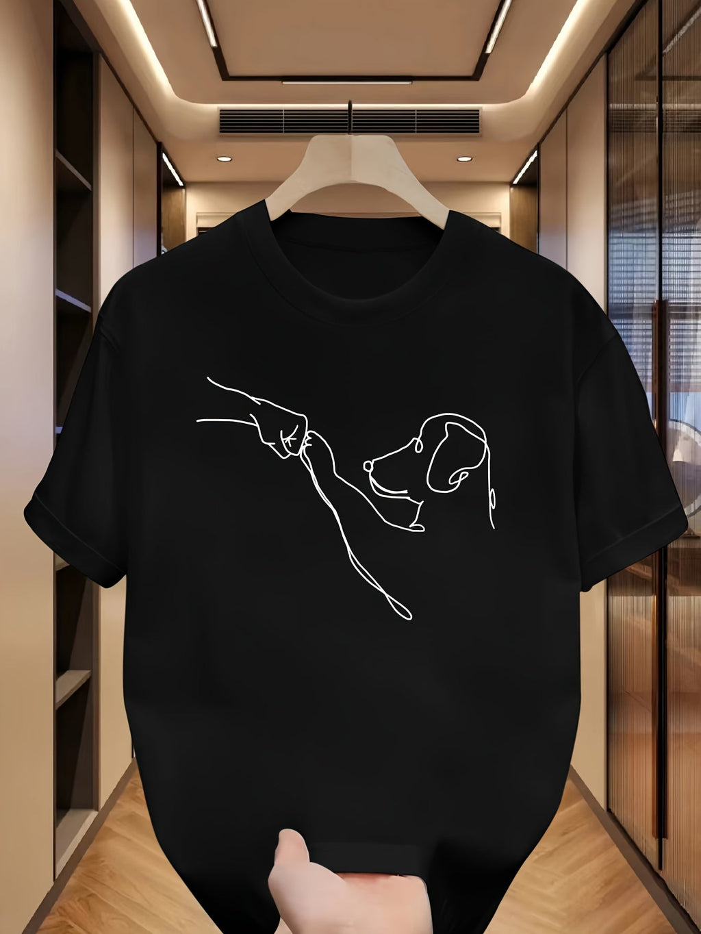 T-shirt da uomo Valstrend con stampa cane, maniche corte, girocollo, vestibilità regolare, adatto per primavera estate.