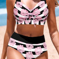 Costume da bagno donna Valstrend slim con stampa, copertura addominale, frange divise, bikini aderente e alla moda.