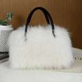 Chic Faux Fur Tote Bag for Women - Spacious & Soft, Perfect for Travel & Gifts, Available in Black/White