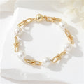 Bracciale a ferro di cavallo in perle naturali di alta qualità, stile U, marca Valstrend, con perle bianche e raffinato design.