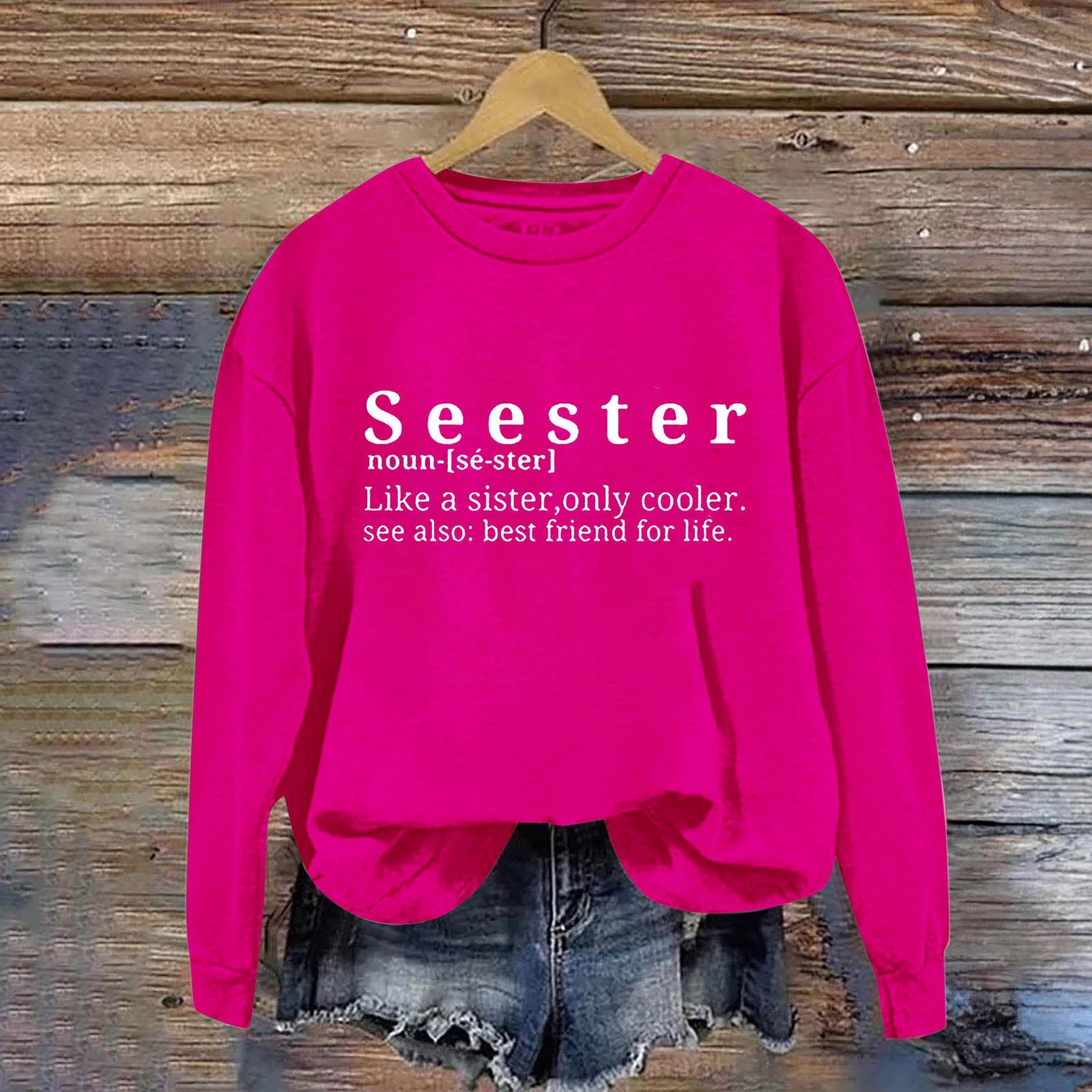 Maglione donna Valstrend con collo rotondo, stampa lettera semplicità, morbido e comodo, in tessuto di alta qualità.