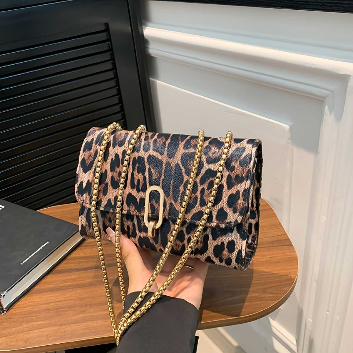 Chic Yellow Leopard Print Faux Leather Crossbody Bag with Adjustable Strap - Spacious & Stylish Shoulder Clutch for Women