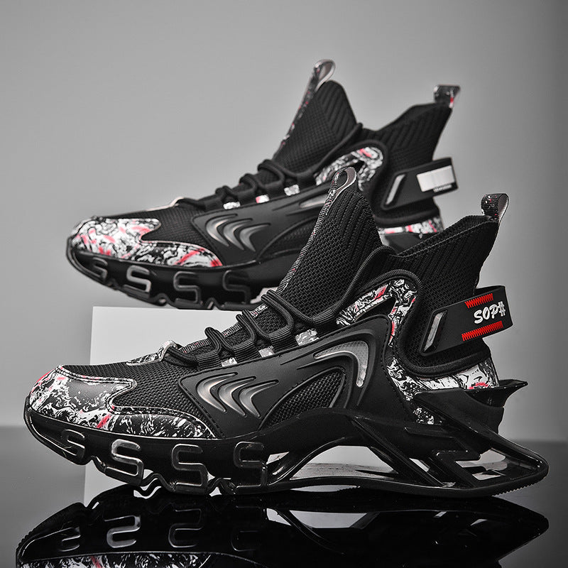 Scarpe da corsa da uomo Valstrend shop, scarpe sportive casual da viaggio con suola leggera e design sportivo in tessuto nero