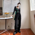 Pantaloni a gamba larga in velluto a costine per donna, ideali per autunno e inverno, marchio Valstrend shop.