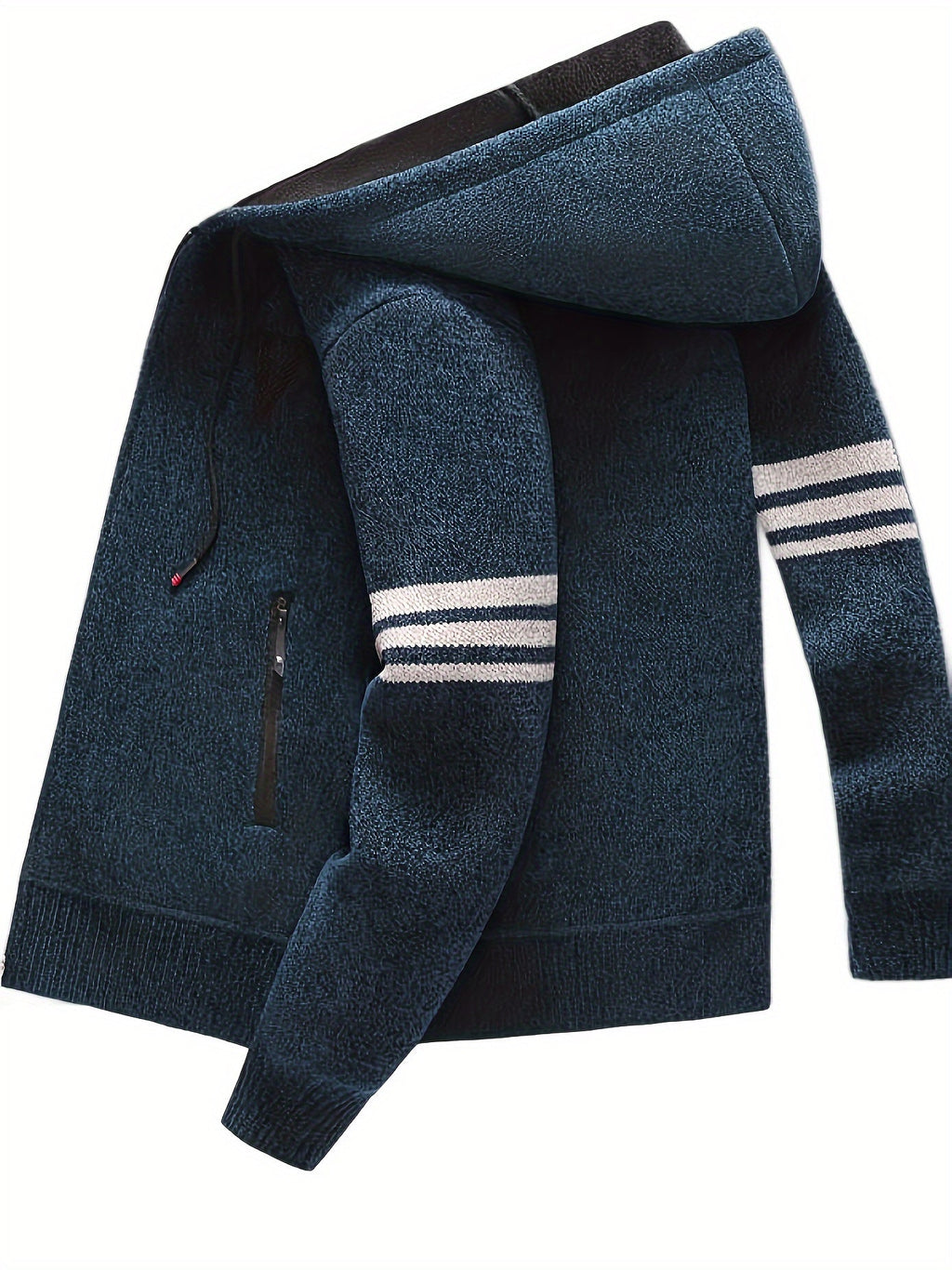Cardigan con cappuccio da uomo Valstrend, felpa a righe, zip, traspirante, caldo e casual per autunno e inverno all'aperto