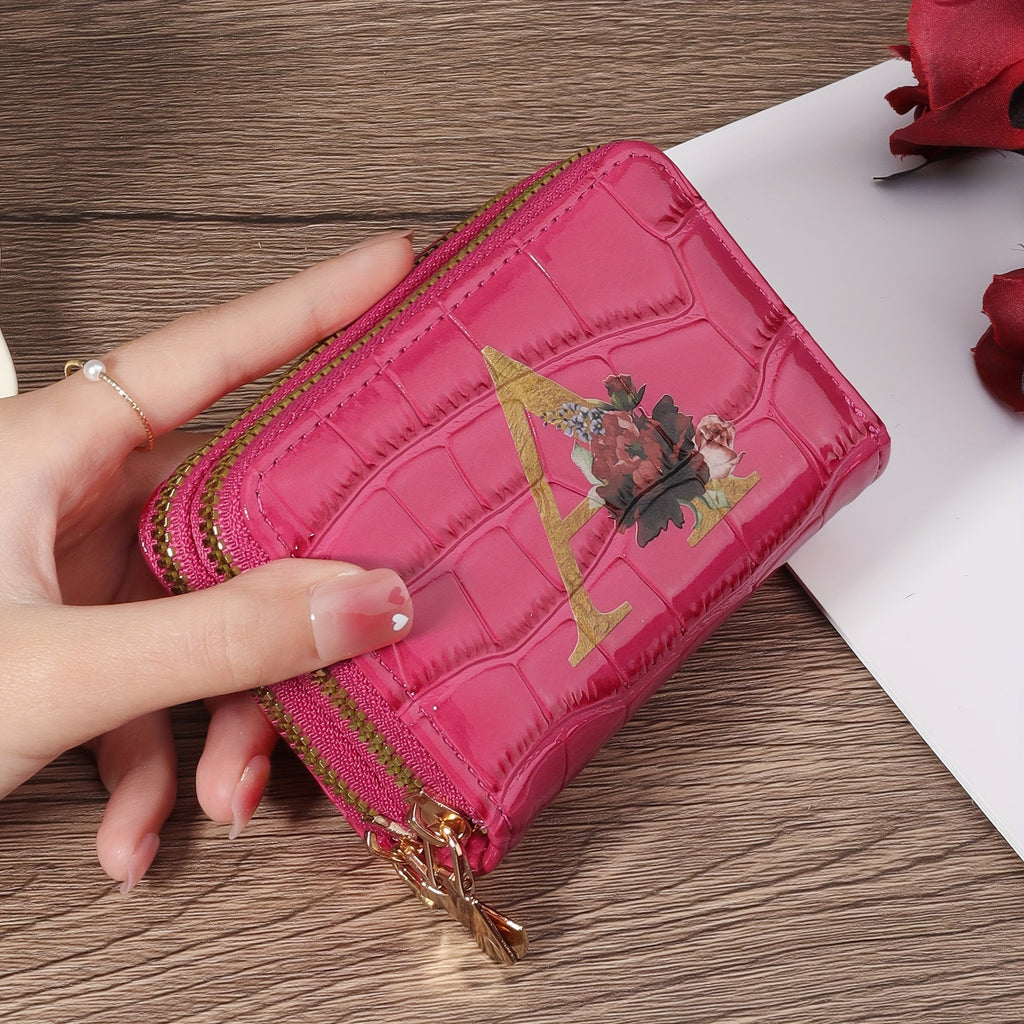 Portafoglio portacarte Valstrend shop con motivo floreale, piccolo portafoglio con zip e design a fisarmonica per donne e uomini
