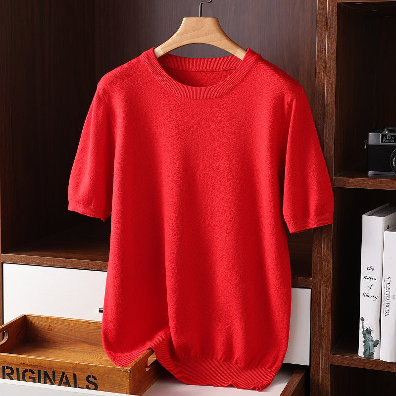 T-shirt uomo Valstrend estivo a maniche corte, maglietta casual a girocollo sottile e morbida in tessuto knit.
