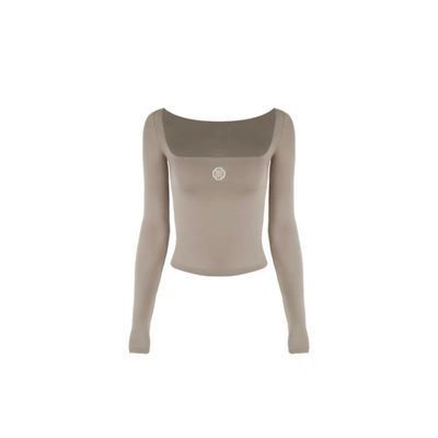 Morandi Color Square Neck T-shirt Slim-fit American Dancing Top