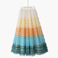 Gonna a rete con gradiente arcobaleno Valstrend per donna, mostra dettagli colorati e tessuto leggero.