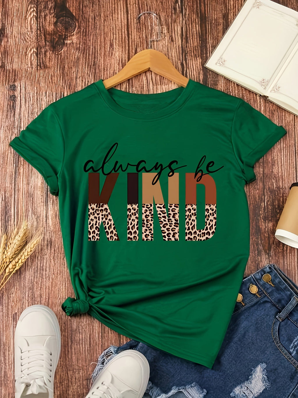 T-shirt donna Valstrend con stampa, maniche corte e collo rotondo, ideale per primavera ed estate, abbigliamento casual femminile