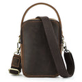 Borsa messenger da uomo in pelle Crazy Horse casuale e retrò, con tracolla, stile originale e dettagli in pelle marrone.