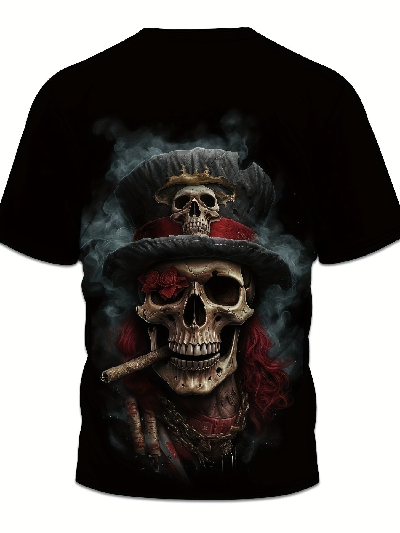T-shirt da uomo Valstrend con stampa teschio, maniche corte e scollatura rotonda, ideale per uso casual all'aperto.