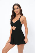Women's Solid Color Cross Oversized Jumpsuit With Strap Skirt