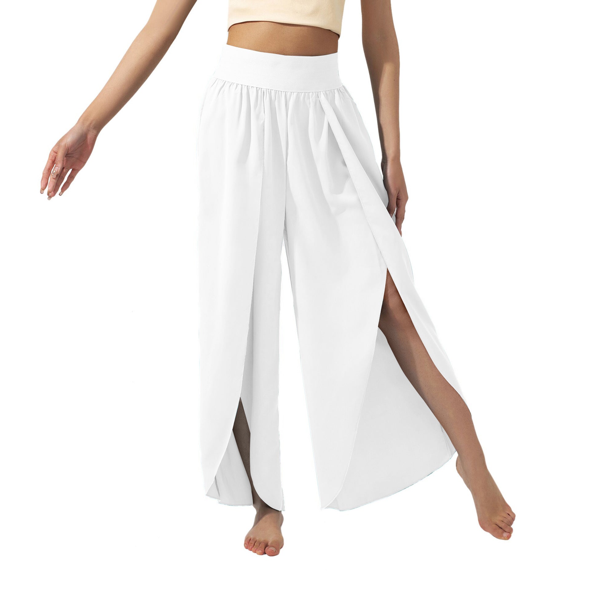 Pantaloni yoga donna Valstrend Slimming a vita alta con spacco, pantaloni alla moda e versatili per fitness e casual.