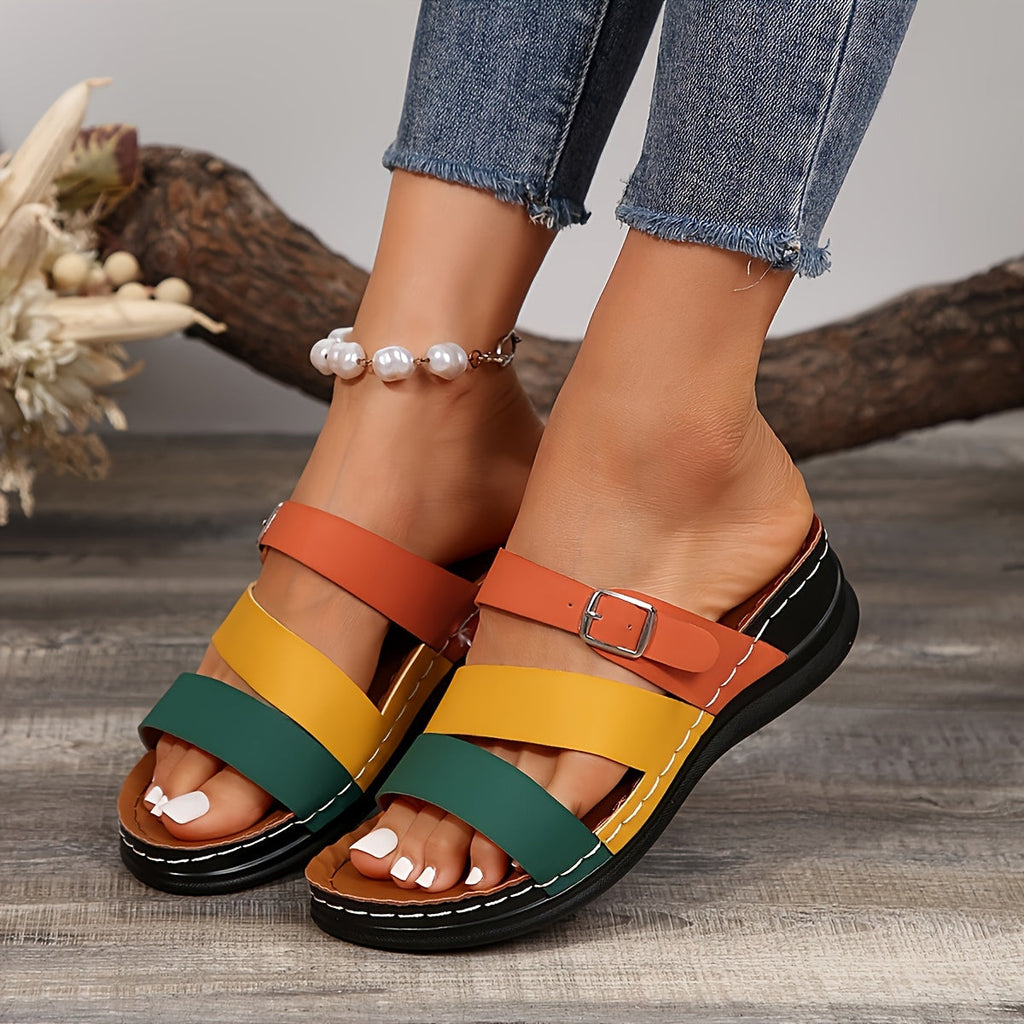 Women's Fashion Wedge Slide Sandals - Summer Slip-On, Open Toe, Non-Slip Sole, Versatile Beach Shoes