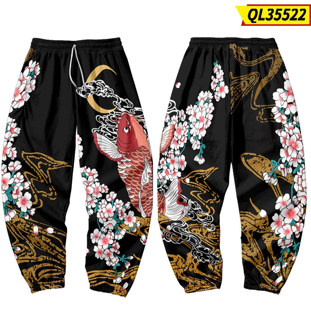 New National Fashion Chinese Style Koi Pine Casual Working Pants