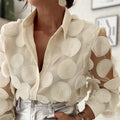 Camicia donna in mesh a maniche lunghe Valstrend, tessuto trasparente e leggero, con design alla moda e dettagli eleganti.