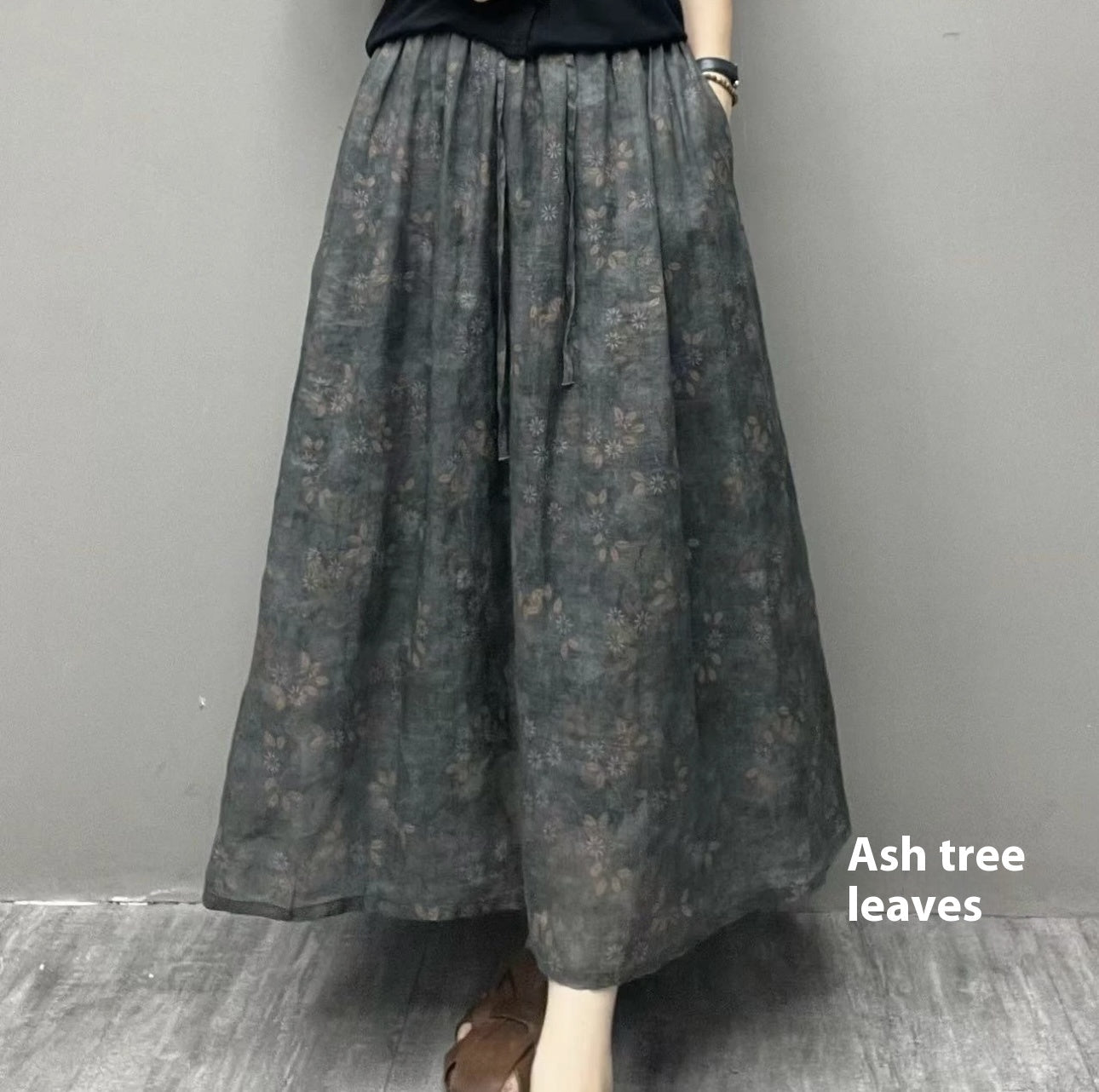 Ramie Printed Skirt Women Big Swing Art