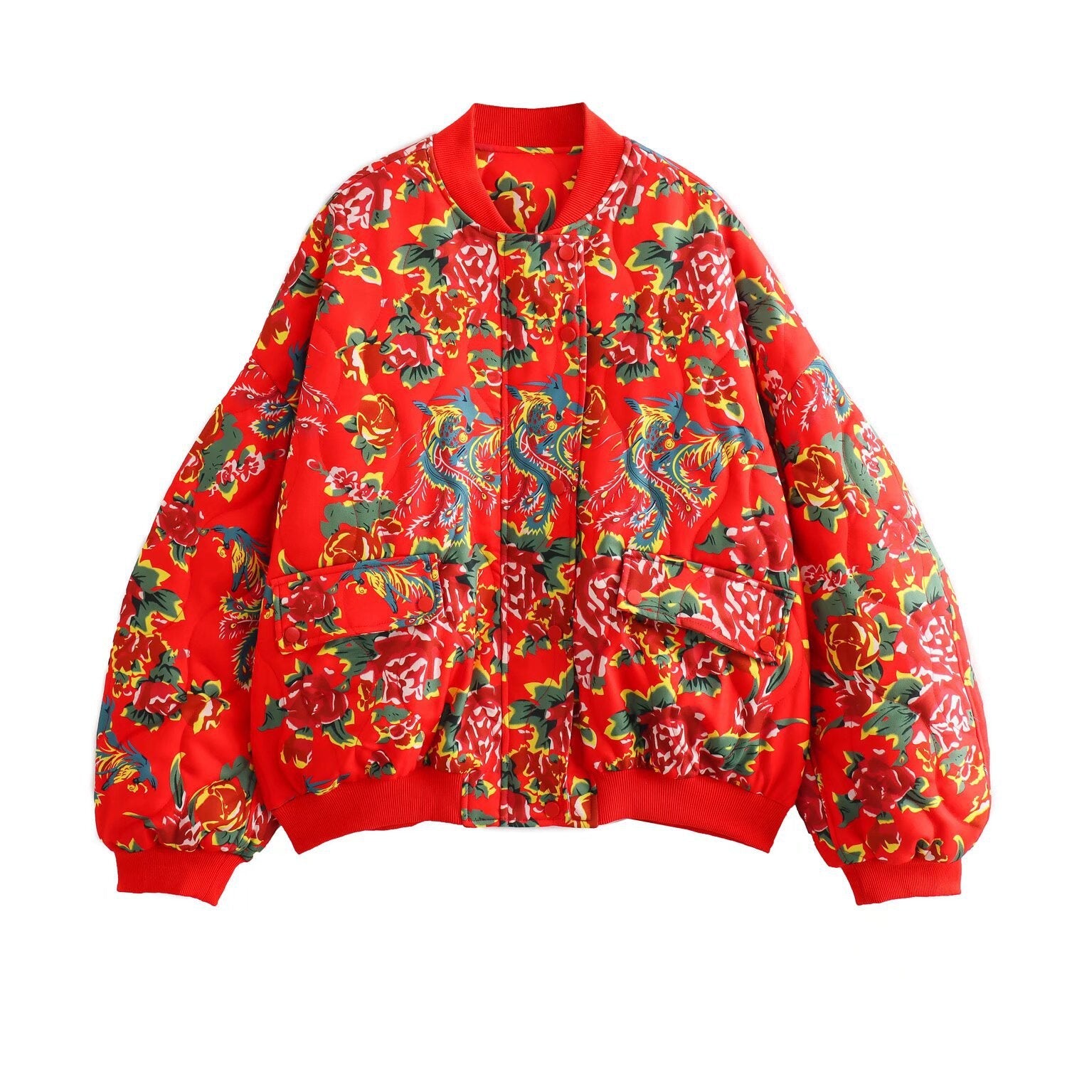 Giaccone imbottito in cotone con motivo alla moda, giacca Valstrend, con stampa colorata e dettagli eleganti.