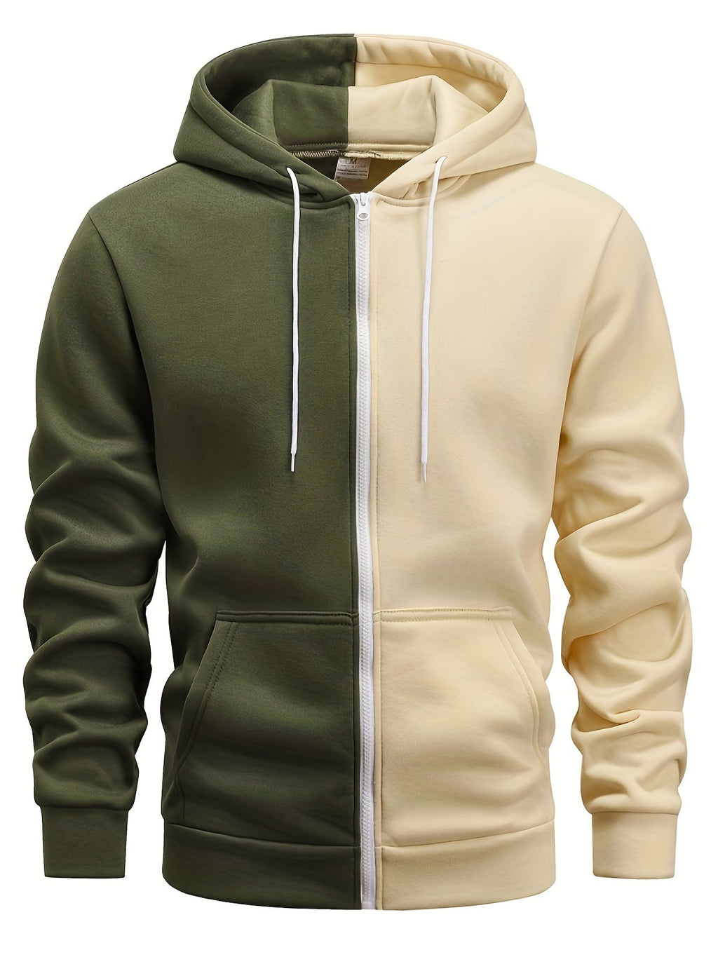 Giacca con cappuccio a blocchi di colori da uomo Valstrend, zip, comoda e casual, maniche lunghe, ideale per autunno e inverno.