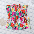 Camicia femminile in chiffon stampato con volant e maniche a sbuffo, stile moda femminile Valstrend.