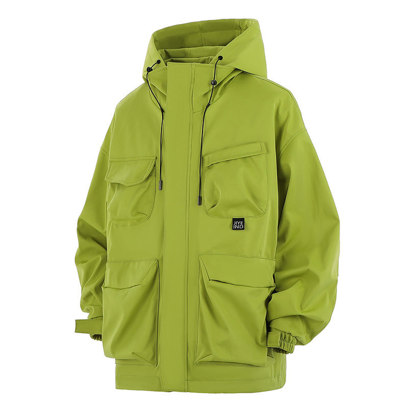 Cappotto casual da uomo Valstrend, stile lavoratore allentato, tessuto resistente, con collo e tasche frontali in morbido tessuto.