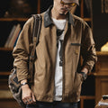 Giacca da moto da uomo Valstrend American Motorcycle Leisure, stile casual con dettagli in pelle e zip frontale.