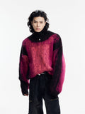 Maglione oversize con collo rotondo in design a gradiente, caldo e comodo, marca Valstrend Shop, vista frontale.