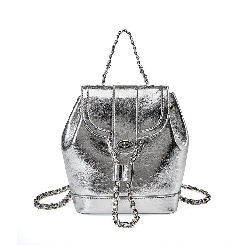 Borsa a tracolla grande in pelle di mucca, stile retrò, con catena, spaziosa, per uso quotidiano, marca Valstrend.