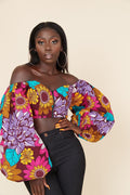 Top donna in stile africano Valstrend, tubino lungo maniche lunghe, stampa digitale sexy e scollatura a off-shoulder