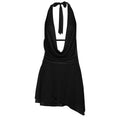New Pure Color Halter Deep V-neck Backless Sexy Irregular Dress Women
