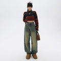 Retro Nostalgic Loose Wide-leg Jeans High Waist Slimming Drooping Straight Mop Pants