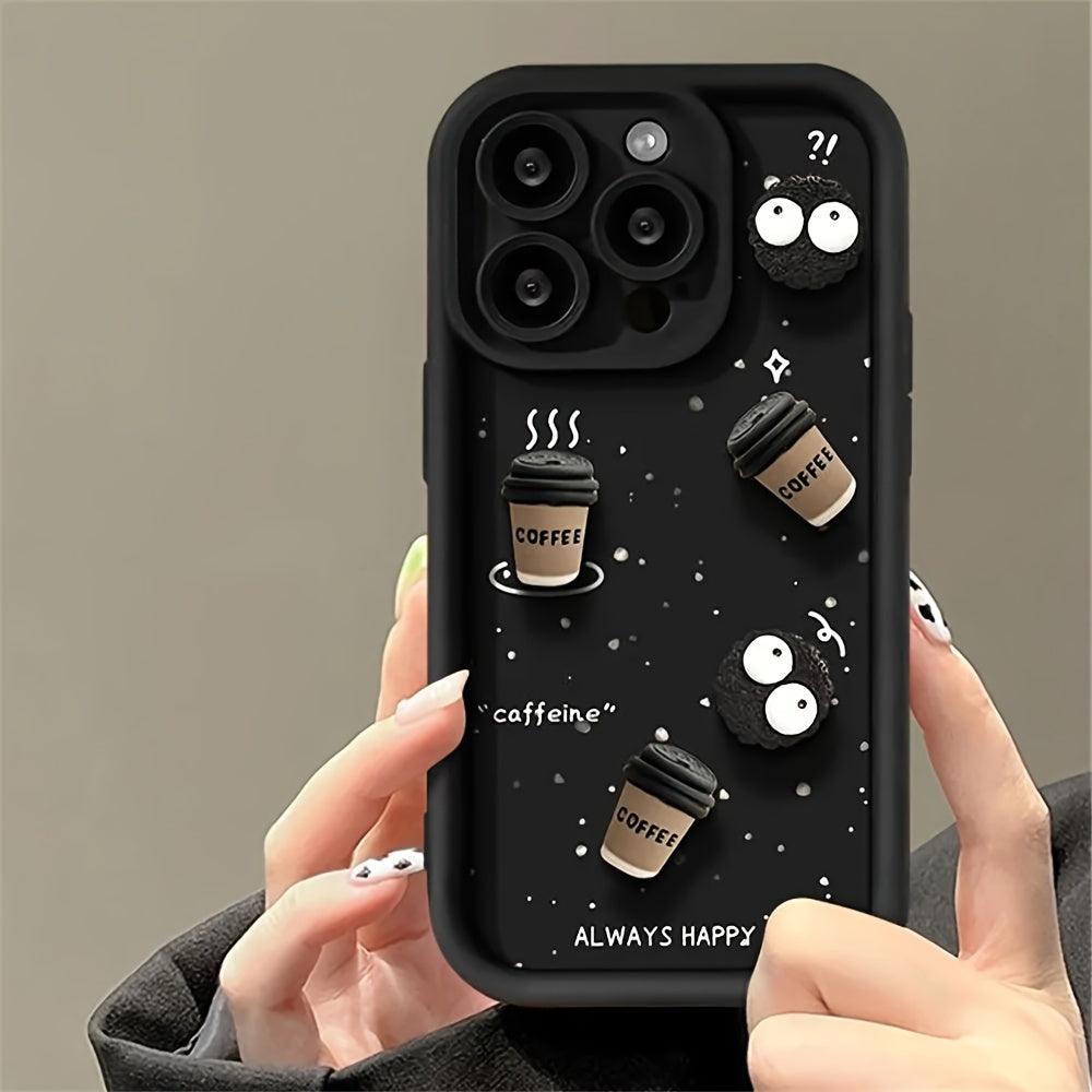 Custodia in silicone 3D a forma di caffè per iPhone 15 Pro Max, 14 Pro Max, 13, 12, XR, protezione lente, Valstrend