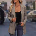 Cappotto da donna a quadri in stile europeo e americano, singola fila, marca Valstrend, con design classico e tessuto caldo