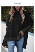 Maglione oversize con collo alto e maniche a pipistrello, stile casual, marchio Valstrend shop, tessuto morbido e confortevole