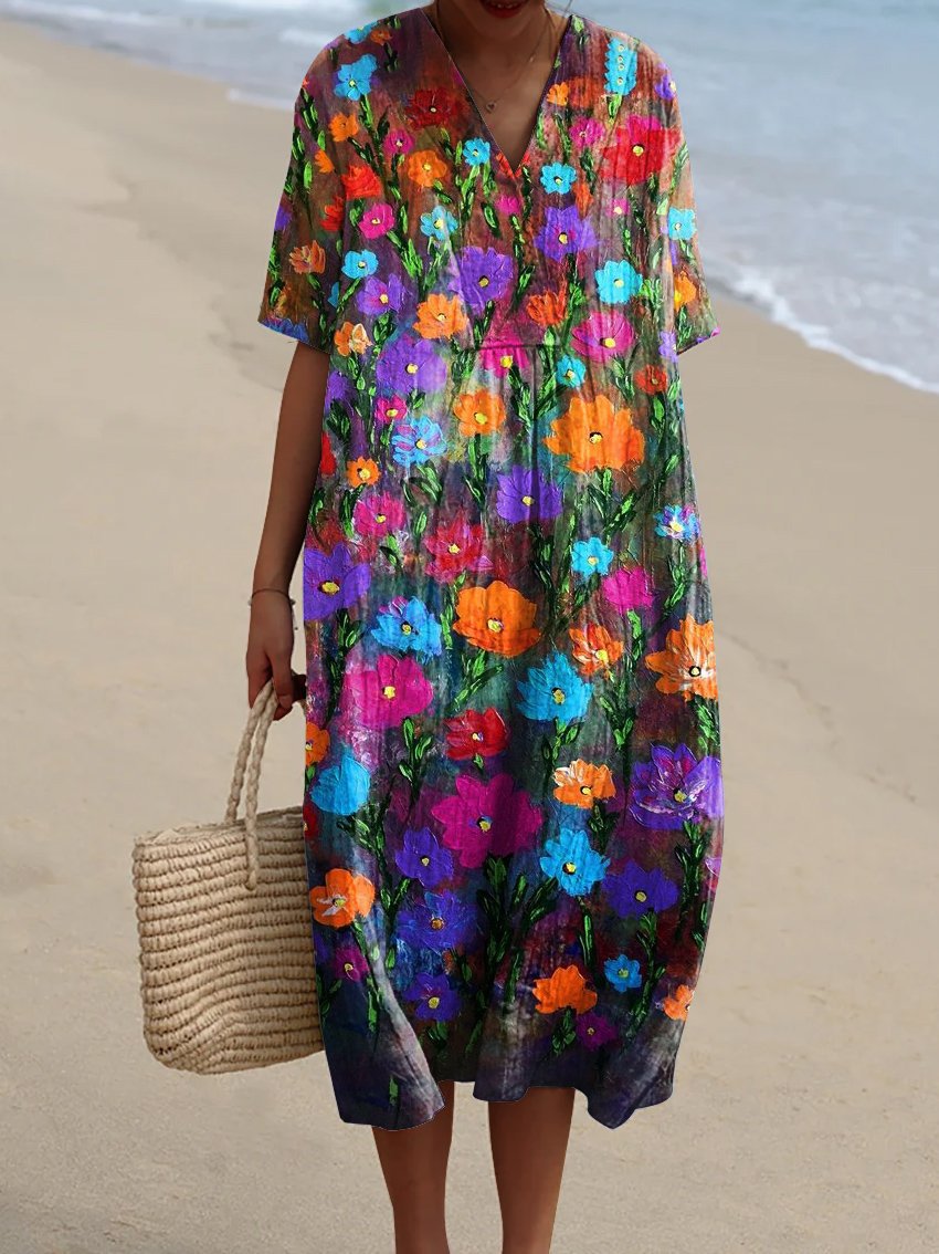 Women's Casual Floral 3D Printed Sleeve Skirt