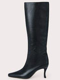 Stivali cowboy square head da donna Valstrend, stile nuovo, con punta quadrata e design elegante in pelle marrone.