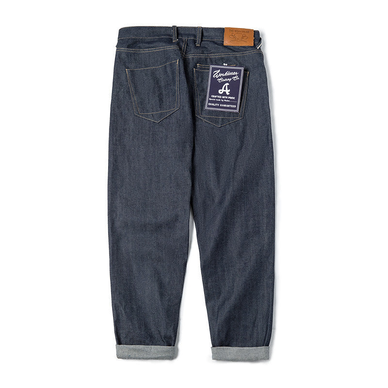 Jeans vintage in denim Chieryuan dritti di Valstrend shop, dettagli in stile retrò e vestibilità classica in primo piano