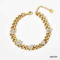 Bracciale in acciaio inox a forma di cuore con zirconia, stile retro francese, marca Valstrend Shop, dettagli elegante e raffinato