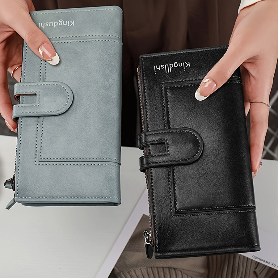 Portafoglio clutch classico in tinta unita, leggero e versatile, stile retrò minimalista, ideale come porta monete e carte.