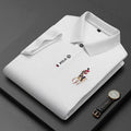 Maglietta polo da uomo Valstrend in seta ghiaccio con colletto a revers e ricami, stile casual di alta qualità.