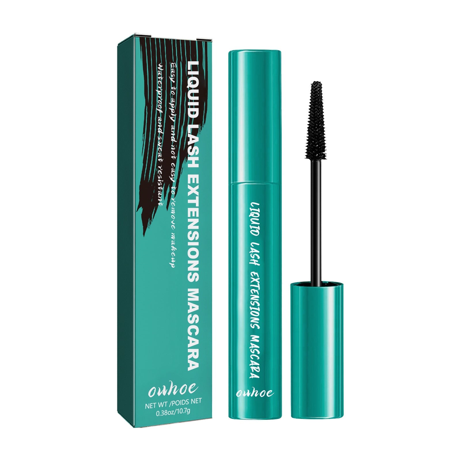 Mascara nera volumizzante e riccia di lunghezza lunga, resistente al trucco, di Valstrend Shop, applicato su ciglia curve e spesse.