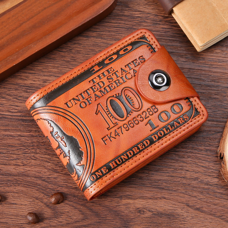 Portafoglio uomo Valstrend con doppia piega, personalizzato, con slot per carte e fibbia, in pelle resistente.