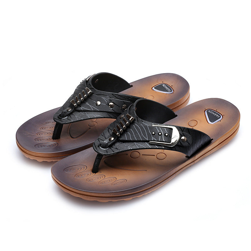 Sandali da uomo Valstrend in stile flip flop flat per spiaggia, con tomaia in gomma e suola comoda, ideali per l’estate