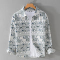 Camicia uomo Valstrend con stampa graffiti di fiori, maniche corte in cotone, stile casual e colorato