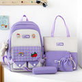 Large Capacity Versatile Fashion Plaid Five-piece Backpack
