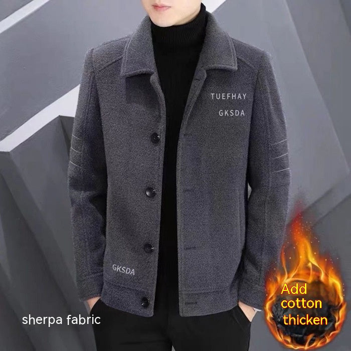 Men's Woolen Coat Short Autumn And Winter Woolen Coat Men's Padded Jacket Top Casual Trench Coat