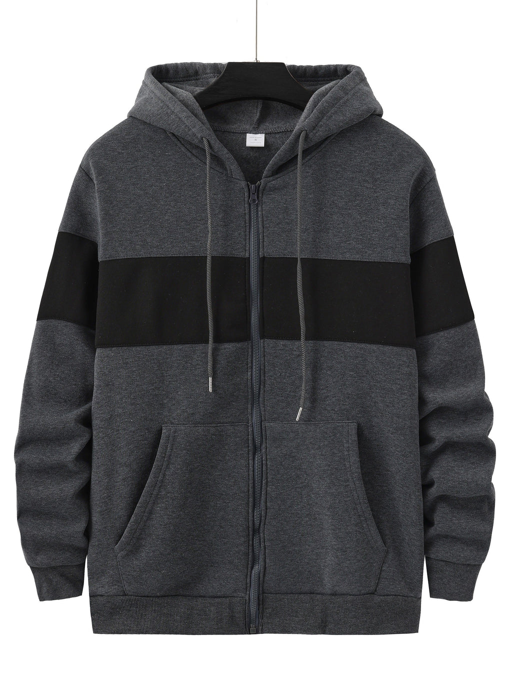 Felpa con cappuccio da uomo Valstrend, maglia zip a maniche lunghe con dettagli a contrasto e tasche, casual e sportiva per primavera e autunno.